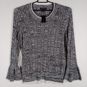 Lane Bryant Size 18/20 Sweater Lightweight Gray Black Bell Sleeves NWT  Flaw